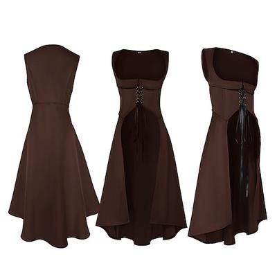 Retrò Vintage Medievale Rinascimento Lunghezza alla caviglia Vestito Corpetto Senza maniche Contadina Allacciato Costume Per donna Fantasia Halloween Carnevale Fiera Rinascimentale LARP Adulti Vestito