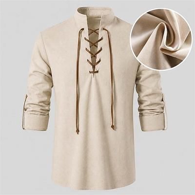 Medievale Rinascimento Camicia Pirata Vichingo Abbinare con cotone e lino Costume Per uomo Vichingo Costumi da pirata Halloween Carnevale Performance LARP Fiera Rinascimentale Adulti Camicia