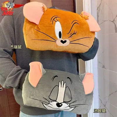 32CM Tom And Jerry Plush Toy Anime Figures Cute Soft Tom Cat Jerry Mouse Plushies Warm Hand Pillow Stuffed Animal Doll Toys Gift