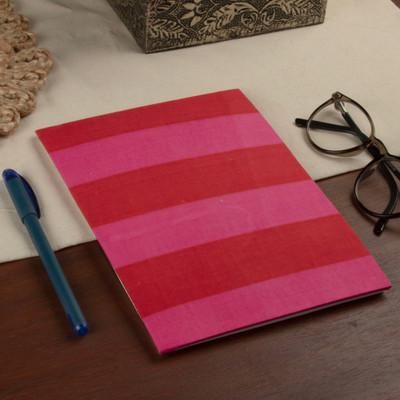 'Fuchsia and Red Travel Planner with Block-Printed Stripes'