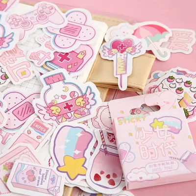 Pink Girlhood Mini Paper Sticker Decoration Diy Ablum Diary Scrapbooking Label Sticker Kawaii Japanese Stationery Stickers