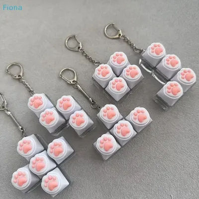 Cute Cat Paw Keychain Fidget Toy, 4-Key Mechanical Switch Clicker Stress Relief Toy