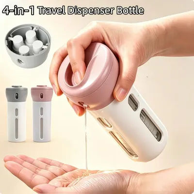 4-in-1 Leakproof Travel Bottle Set Refillable Round Plastic Containers for Shampoo Conditioner Body Wash Lotion