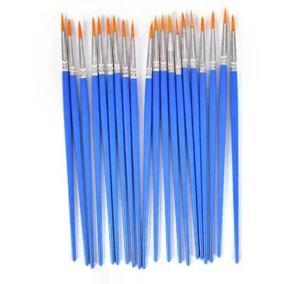10pcs Nylon Hair Artist Paint Brush Acrylic Watercolor Round Fine Hand Point Tip