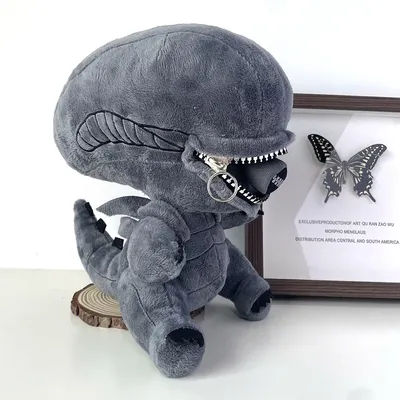 23CM Alien Stitch Xenomorph Shaped Zipper Mouth Stuffed Pillows Toys Cartoon Ornaments Curse Gifts
