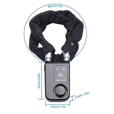 Smart Bluetooth Chain Lock Keyless Bike/Motorcycle Gate/Door Lock With Anti Theft Alarm 110Db APP Phone Control
