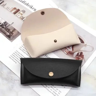 Boîte à lunettes de haute qualité avec boucle colorée, résistante à la pression, en cuir PU, pour femmes et hommes