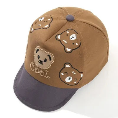 Chapeau de soleil léger et doux pour bébé, motif ours de dessin animé, casquette de baseball fine et respirante pour enfants