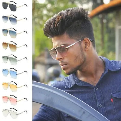 Lunettes de soleil surdimensionnées à Double pont, sans cadre, verres dégradés sans bords, monture carrée, Protection UV