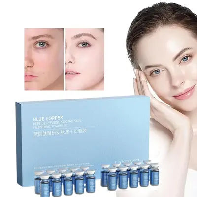 Blue Copper Peptide Face Skin Repair Freeze-dried Powder Set Sensitive Skin Moisturizing Firming Smooth Hyaluronic Acid Essence
