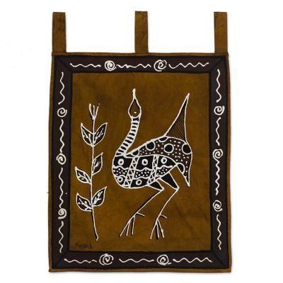 Dancing Bird II,'Bird-Themed Cotton Wall Hanging'
