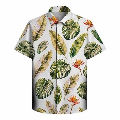 Retrò Vintage Hippie Anni '70 Camicie hawaiane Camicia Aloha Maniche corte Hippie Disco Foglia Costume Per uomo Feste Abbigliamento quotidiano Adulti Camicia Estate