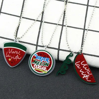 3pcs/set Acrylic Shining Watermelon Keychain Simulation Viva La Vida Acrylic Key Pendant Summer Fruit Cosplay Phone Chain
