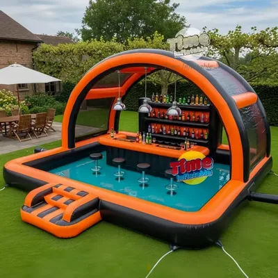 Custom Logo Durable Weather Resistant Inflatable Bar Multifunctional PVC Float Cool Bar Counter 100-500kg Capacity for Pool Use