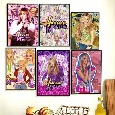H-Hannah M-Montana Poster Perfect Space Sticker Self Adhesive for Office Home Theater Wall Art Decor Fancy Gift