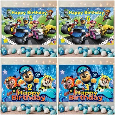 4 5 6 10th PAW Patrol Child Birthday Party Decoration Background Cartoon Puppy Dog Photo Backdrop Baby Shower Supplies Kids Gift