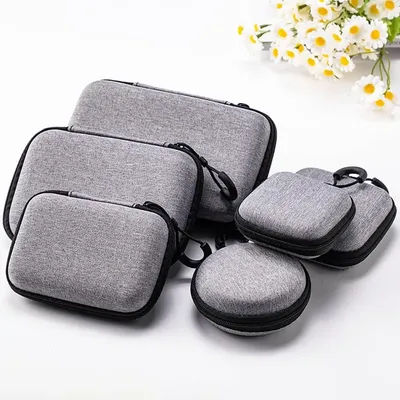 Mini sac de rangement EVA, pochette de transport, étui à fermeture éclair pour écouteurs Airpod/téléphone/câble de chargement, accessoires numériques, 1 pièce