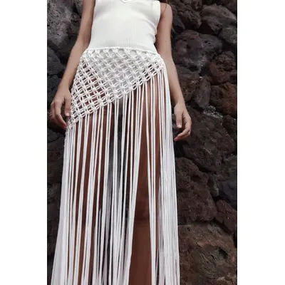 Beachapche main Crochet gland Maxi jupes femmes mode Sexy côté haute fente tricoté longue plage couverture Ups décontracté