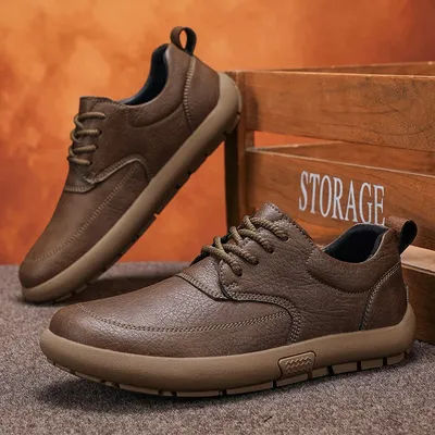 Chaussures décontractées à semelles souples pour hommes automne chaussures plates d'affaires confortables chaussures de travail légères couverture antidérapante chaussures de conduite à lacets 2025