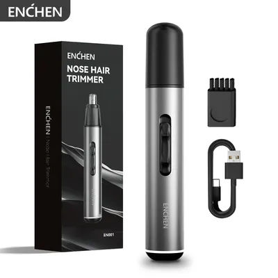 ENCHEN EN001 tondeuse professionnelle pour nez et oreilles avec tête coupée en acier inoxydable, Port de chargement USB-C et indicateur lumineux LED