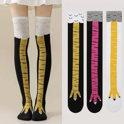 2025 créatif drôle impression 3D pieds de poulet chaussettes dessin animé Cosplay haute flexibilité cuisse haute chaussette drôle poulet griffe chaussettes nouveau