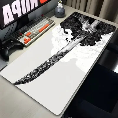 Samouraï noir et blanc Anime tapis de souris Gamer clavier grand tapis de souris accessoires de jeu tapis de bureau épée tapis d'ordinateur portable antidérapant