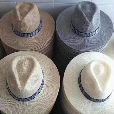 Chapeau de paille d'été pour hommes, chapeau de soleil Vintage pour personnes âgées, chapeau Fedora à large bord de protection solaire respirant, léger et décontracté, chapeau de plage pour hommes