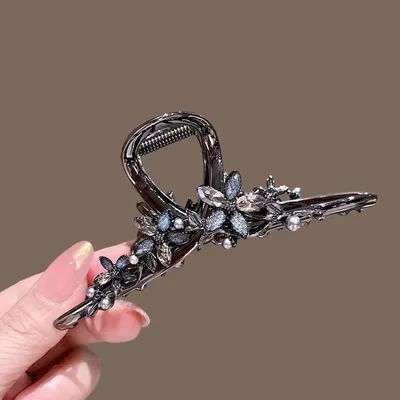 Korean Style Pearls Crystal Flower Hair Clip High-end Women's Back of Head Hair Grip Large Size Fashion Elegant Hair Accessories