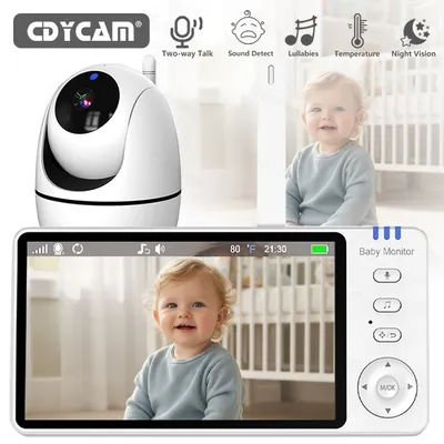 5 Inch Screen Wireless Video Baby Monitor Rotatable Pan Tilt Infant Monitor Two Way Audio Night Vision VOX Mode USB Rechar