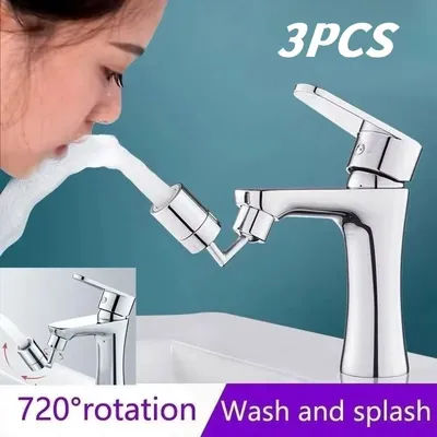 720° Universal Rotating Faucet Aerator Splash Proof Water Saving Faucet Extender ABS Bathroom Sink Faucet Nozzle Adapter Multi-D