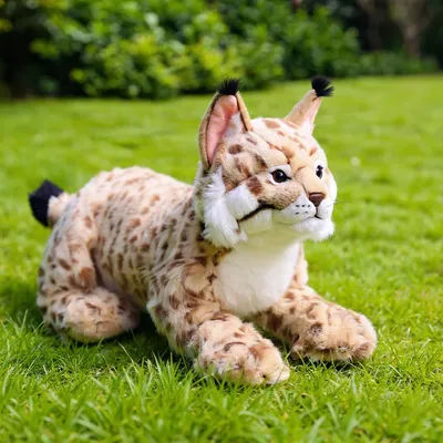 Large Simulated Bobcat Lynx Plush Toy Super Soft Lying Wildlife Doll Home Decor Pillow Children and Adult Gift