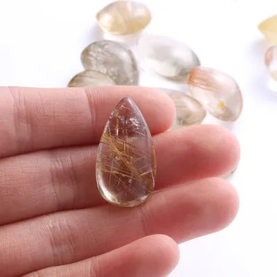 Mineral Specimens Citrine Pendant Healing Stone Rutilated Quartz Yellow Hairstone Natural Hair Crystal