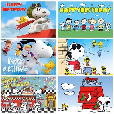 Cartoon Dog Snoopyed Theme Background Baby Girl Boy Birthday Party Banner Decorative Supplies Vinyl Photo Props Baby Shower Gift