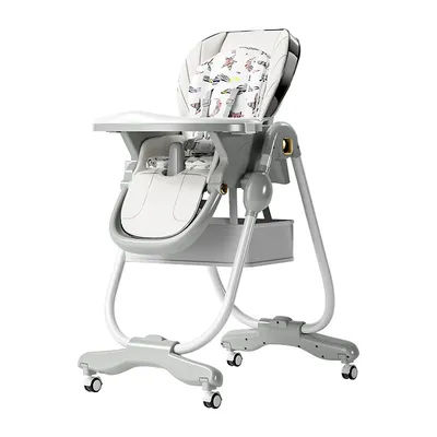 Baby Dining Chair, Multifunctional Lying&Seat Foldable Adjustable 2-in1 Baby Dining Chair with Wheels Baby Dining Table Chair