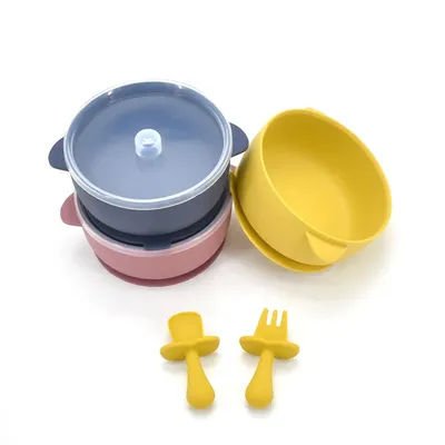 400ML Baby Silicone Bowl With Lid Children's Feeding Tableware Set Kids Waterproof Suction Bowl Dishes Kitchenware Baby Stuff