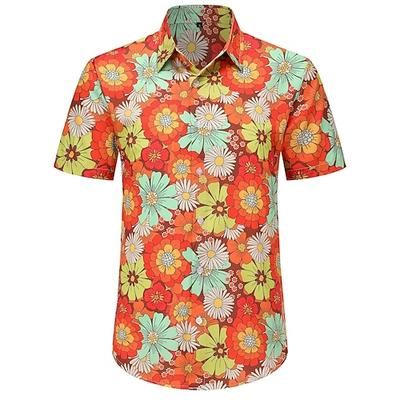 Retrò Vintage Anni '70 Camicia Camicia Aloha Hippie Floreale Margherita Costume Per uomo Vacanza Feste Parata dell'Orgoglio Adulti Camicia