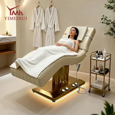 Salon Facial Spa Bed Adjustable Curved Eyelash Bed 2 Motor Electric Eyebrow Lash Beauty Bed
