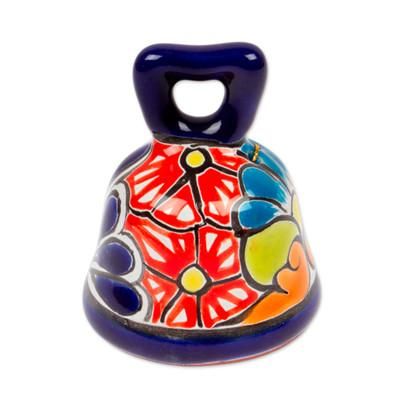 'Hand-Painted Talavera-Style Ceramic Bell from Mexico'