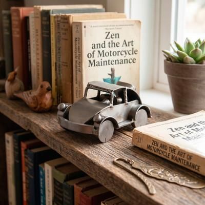 'Eco-Friendly Recycled Metal Car Figurine Handmade in Mexico'