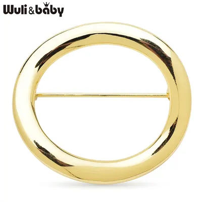 Wuli&baby Alloy Circle Brooches For Women Unisex 2-color Simple Style Party Office Brooch Pins Gifts