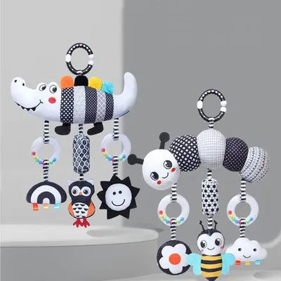 Baby stroller black and white pendants, wind chimes, newborn bed bells, bed hanging toys, baby car puzzle toys