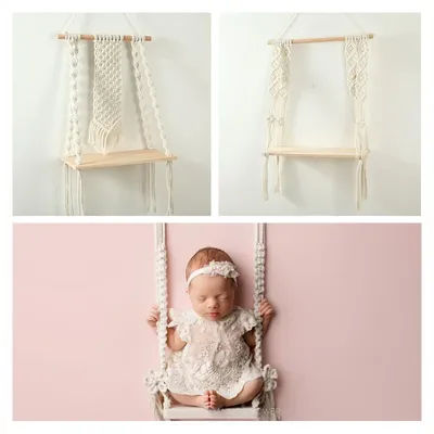 Newborn swing crib photography props,baby wooden basket for photo shoot