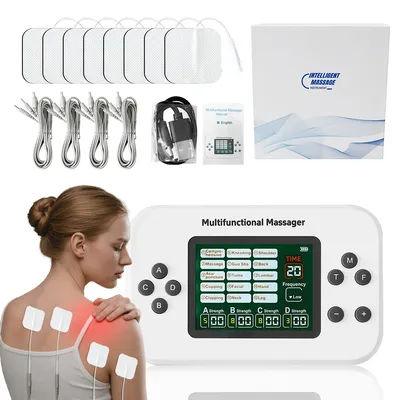 Electric 30 Levels Physiotherapy Machine 4 Output TENS Multifunctional Massager EMS Vibration Nerve Stimulator Relax 8pcs Pads