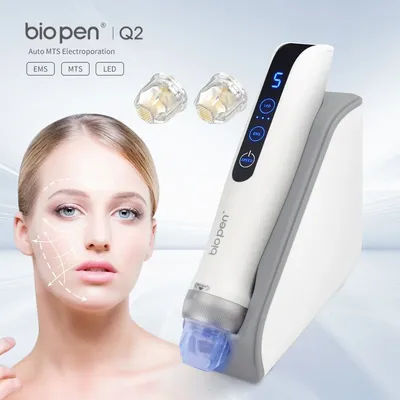 Multifunctional Bio Pen Q2 Titanium Cartridge Microneedle Stamp LED Light Therapy 9/14/25/Nano Pins For Skin Care Hair Growth