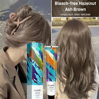 Plant Hair Dye Hazelnut Ash Brown Non-Bleaching Dye Cream Permanent Hair Color Instant Dye for Hair