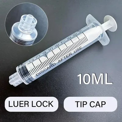 100pcs, 10ml Sterile Disposable Luer Lock Plastic Syringe For Lab Glue Dispensing, Measuring Nutrient Hydroponics