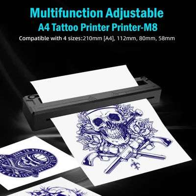 Tattoo Transfer Stencil Printer Wireless Thermal Tattoo Printer Compatible with Phone/PC, Suitable for Tattoo Artists &Beginners