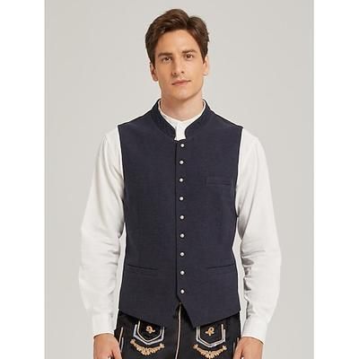 Oktoberfest Gilet Trachten Gilet tradizionale bavarese Ricamo Velluto Collo alla coreana Tedesco Alpino Eredità Prati Per uomo Carnevale Festa della birra Panno in stile tradizionale