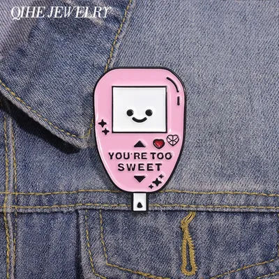 Cute Glucometer You're Too Sweet Enamel Pins Medicine Instrument Glucometer BroochesLapel Badge Jewelry Gifts for Doctors Nurses