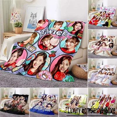 Kpop Blanket TWICE Girl Group Fashion Printed Flannel Blanket for Sofa Bed Office Warm Gift Girls Bedroom Bedspread